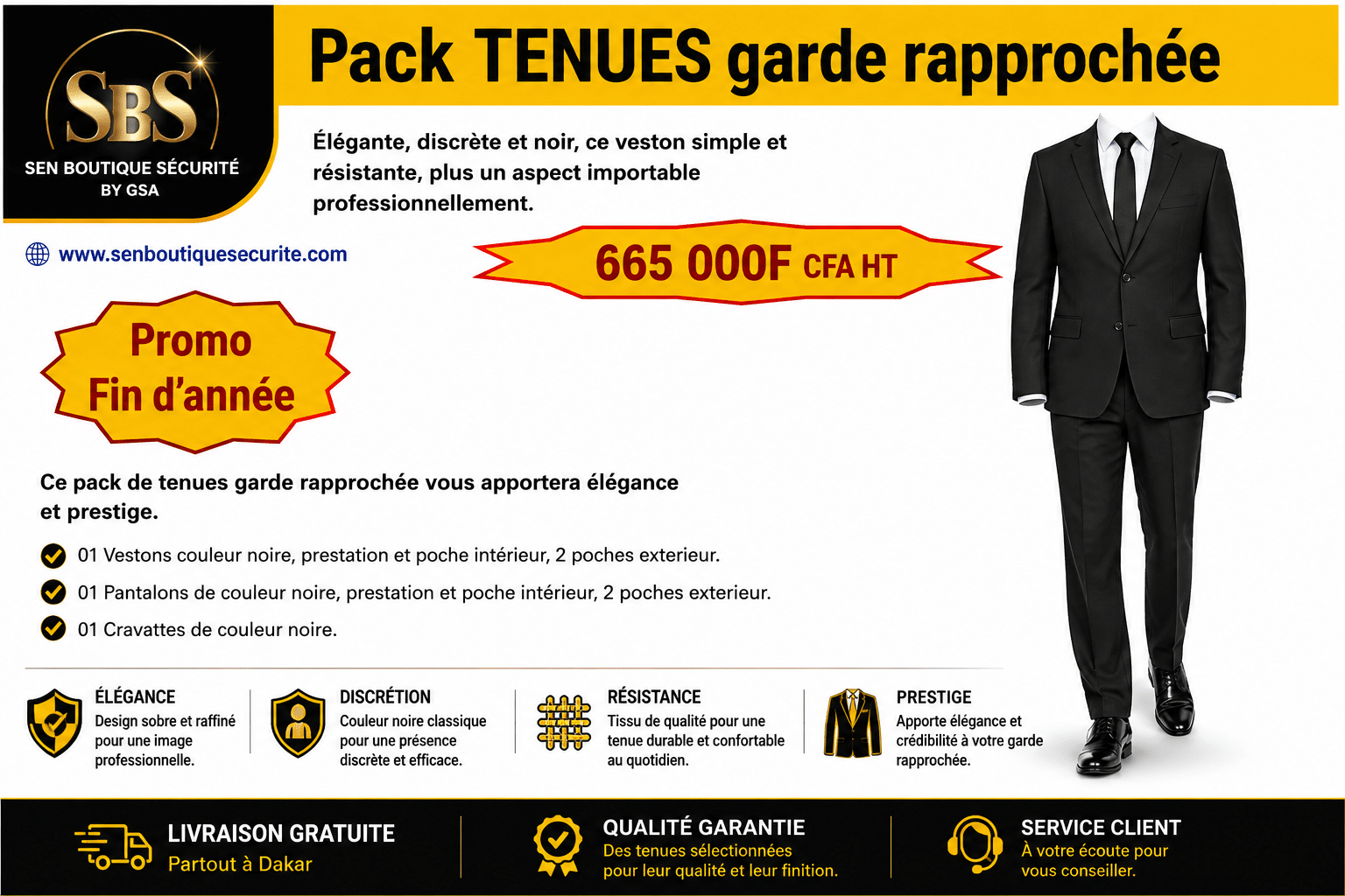Pack tenues de garde rapprochée