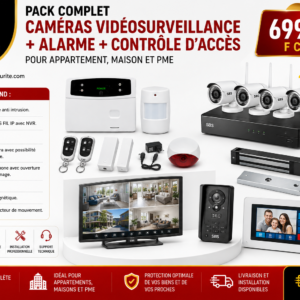 Pack complet Caméra vidéosurveillance alarme contrôle