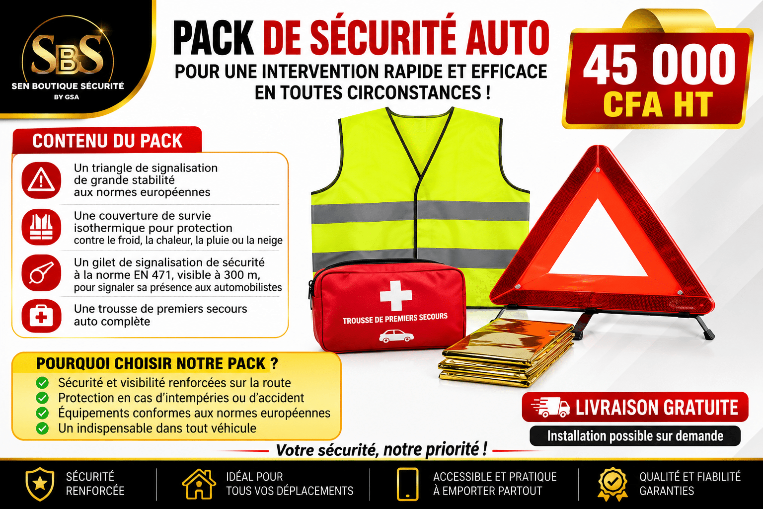 Pack de sécurité auto.