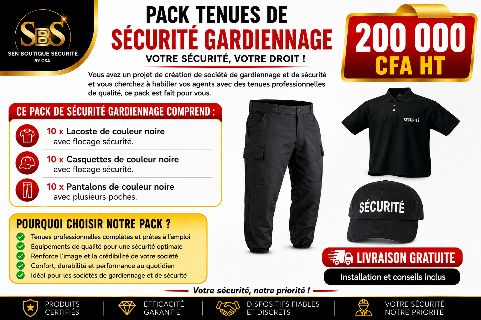 Pack tenues de sécurité gardiennage