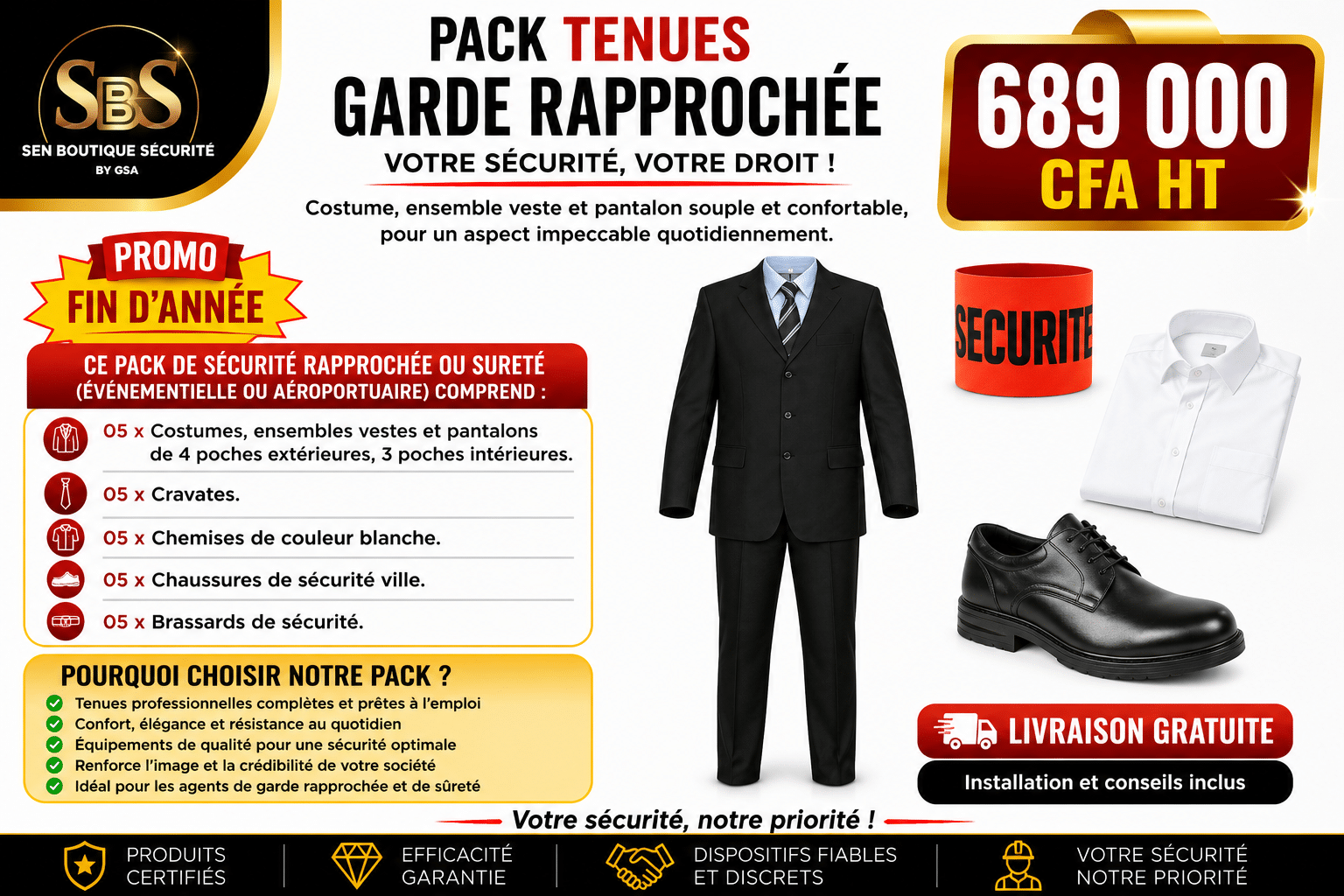 Pack tenues garde rapprochée.