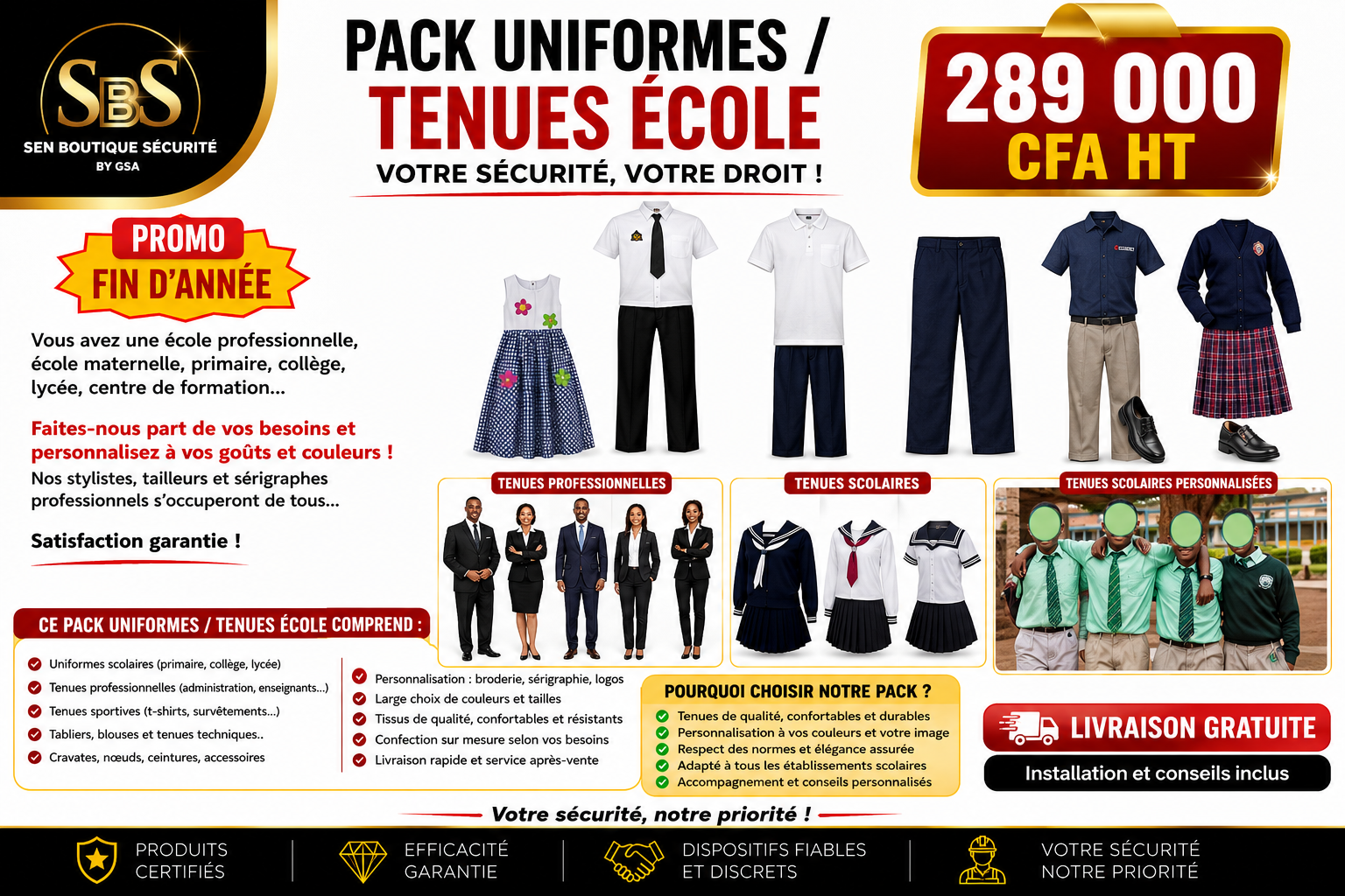 Pack uniformes tenues école